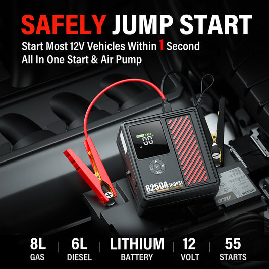 AdoreTrip Portable Jump Booster Starter 4000A with Air Compressor 150 PSI 10.3 BAR Tire Inflator For Home Cars & SUVs