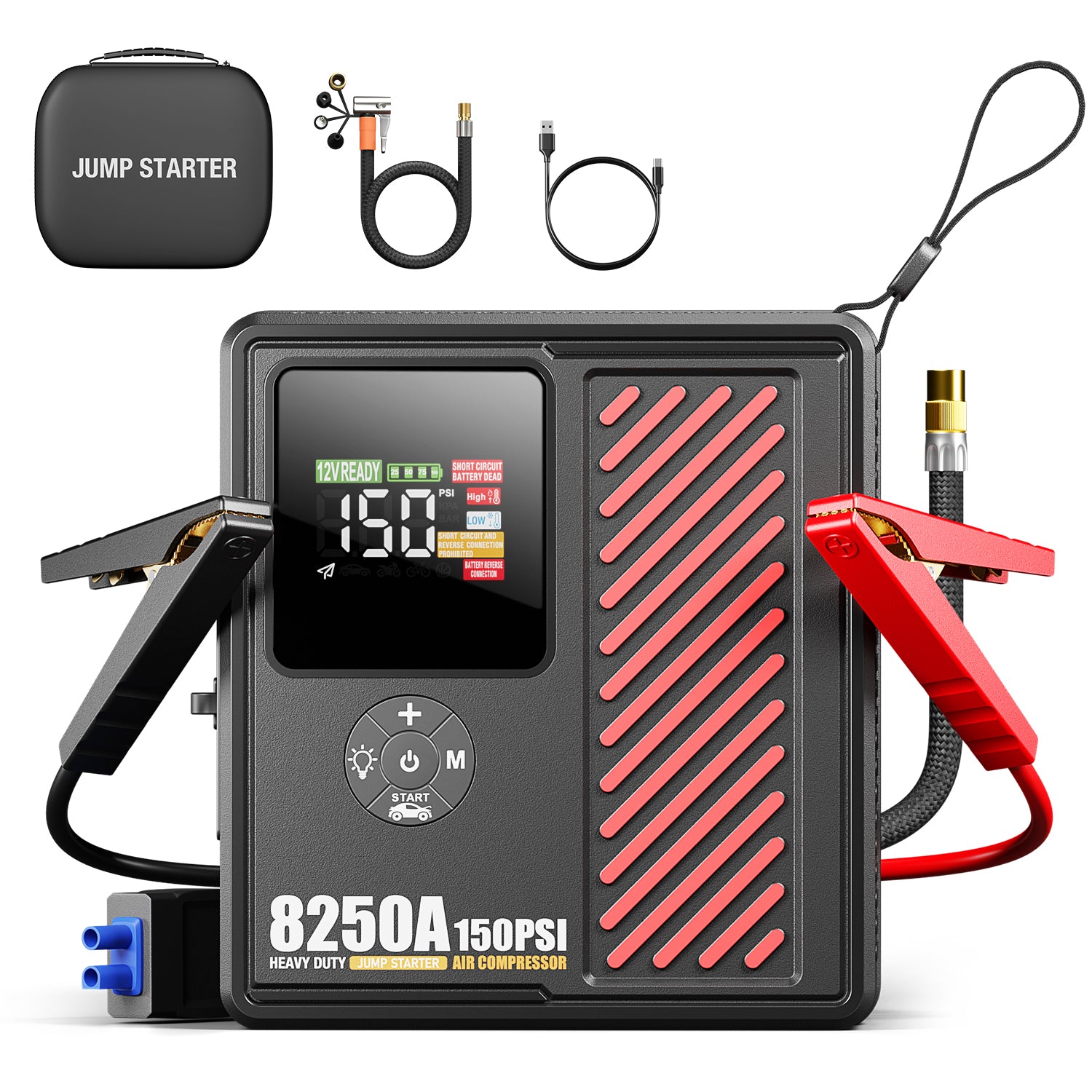 AdoreTrip Portable Jump Booster Starter 4000A with Air Compressor 150 PSI 10.3 BAR Tire Inflator For Home Cars & SUVs