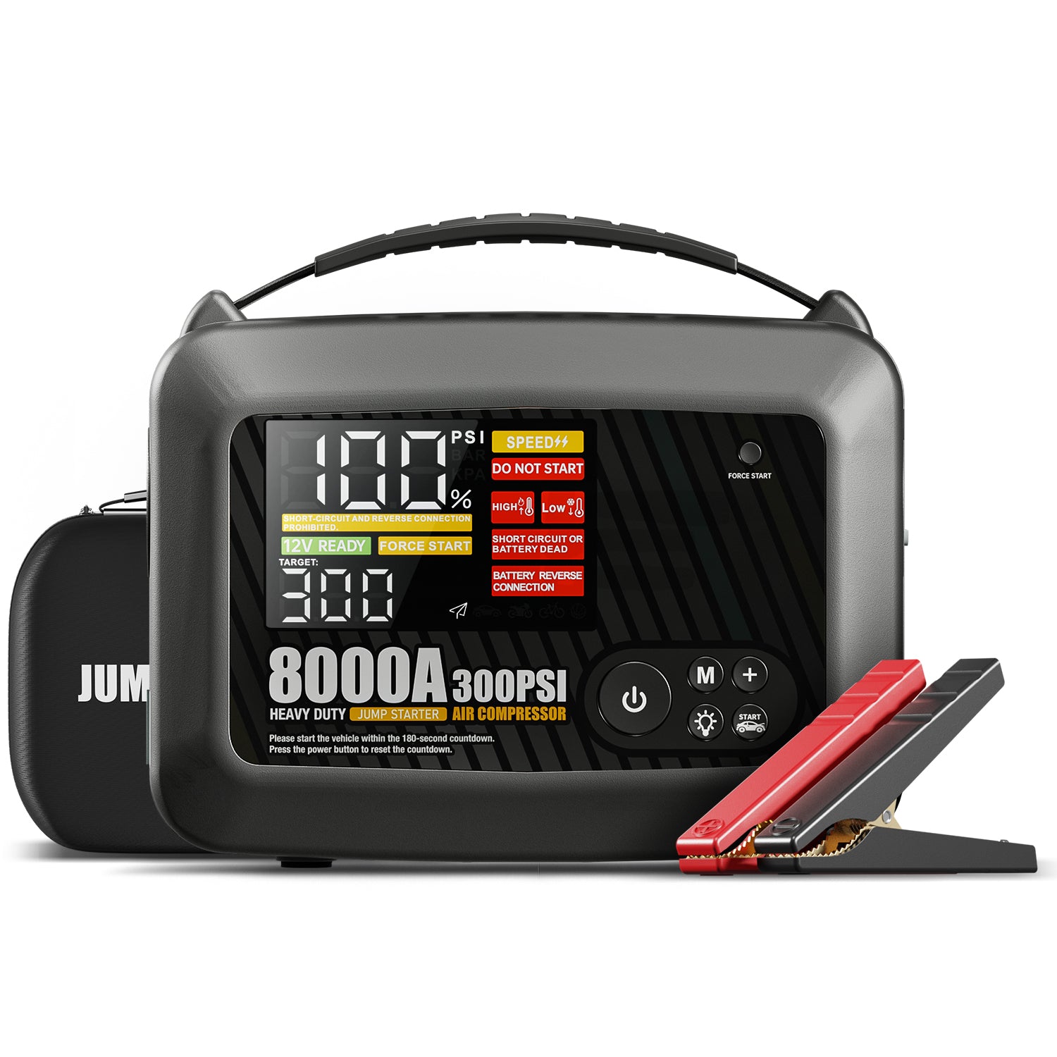 8000A Car Jump Starter With Air Compressor Power Bank Emergency Truck Heavy Duty