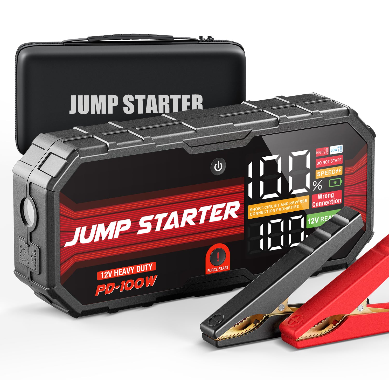 AdoreTrip 12V Car Jump Starter Emergency Battery Booster for 10.0L Gas & 8.0L Diesel Cars｜PD 100W Fast Charging｜LCD Display