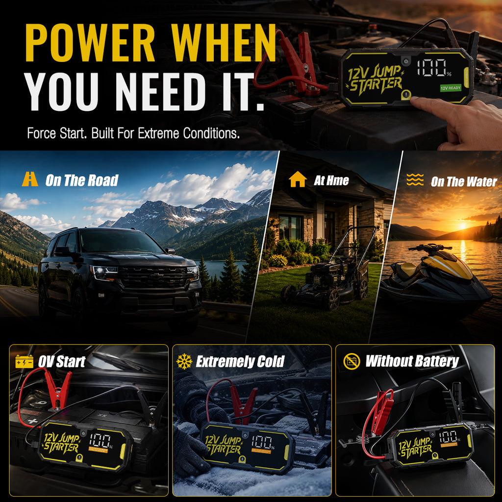 AdoreTripCar Jump Starter,6000A Battery Charger,SuperSafe 12V Lithium Jumper Box Up To 7.0L Gas/4.0L Diesel Engines