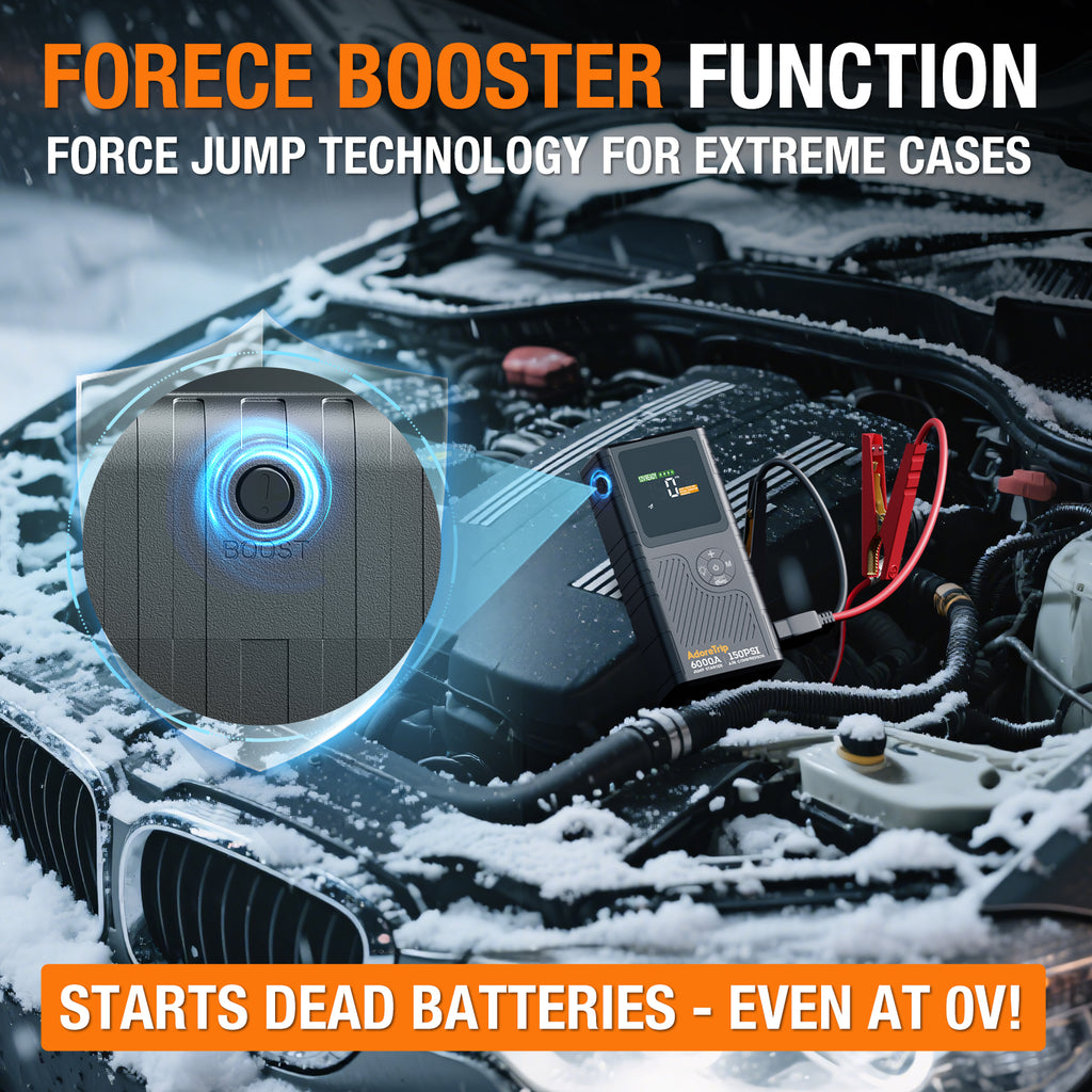 6000A Car Jump Starter With Air Compressor SuperSafe Battery Power Bank + Case