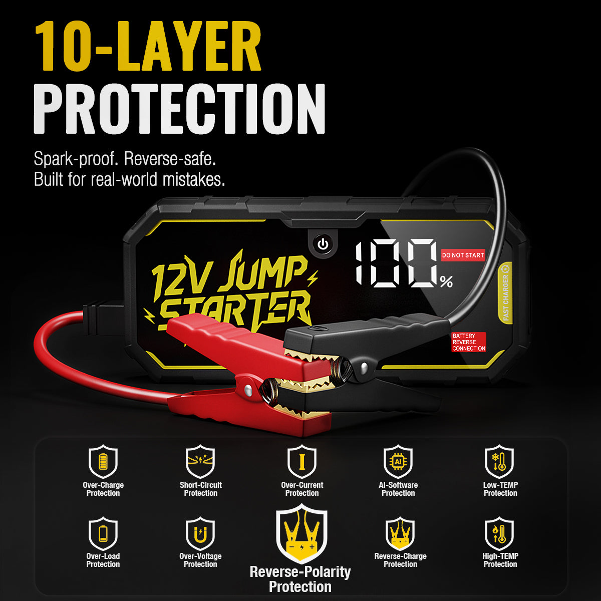 AdoreTripCar Jump Starter,6000A Battery Charger,SuperSafe 12V Lithium Jumper Box Up To 7.0L Gas/4.0L Diesel Engines