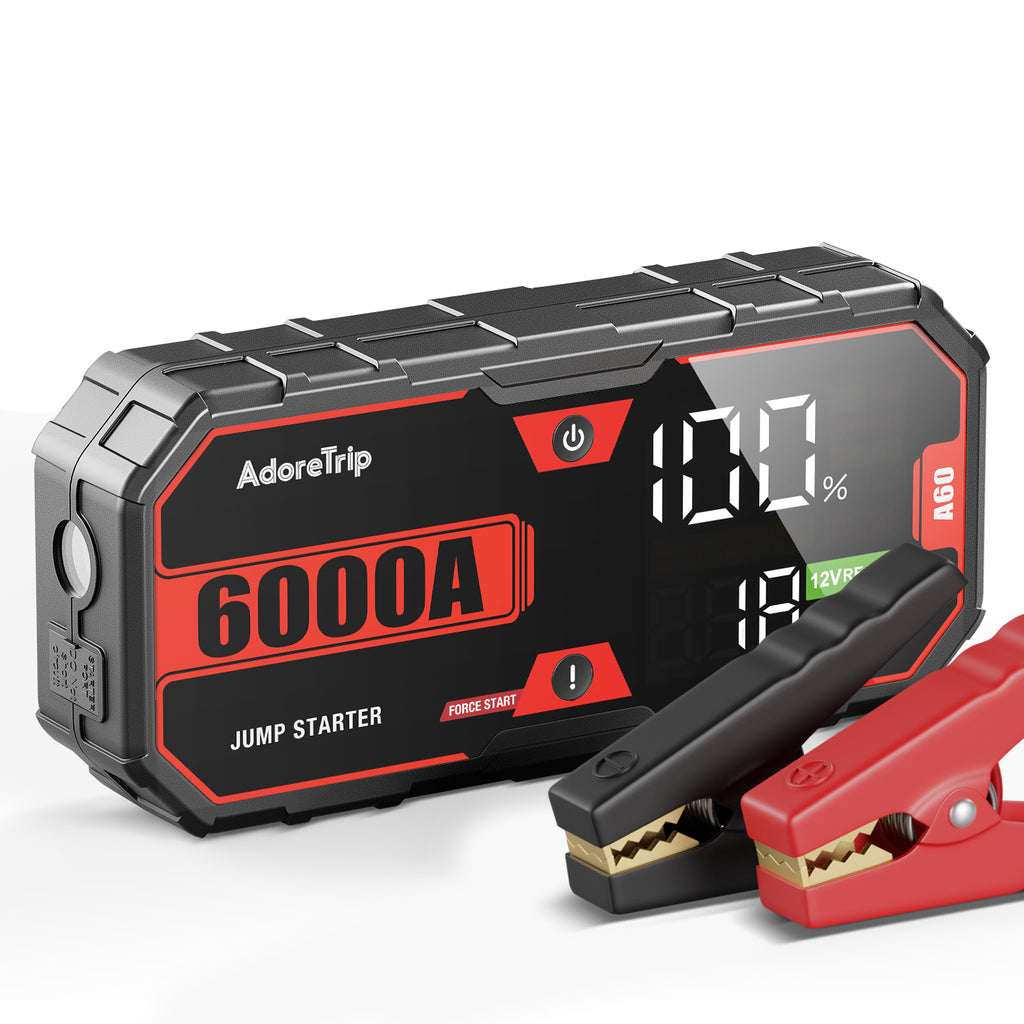 AdoreTripCar Jump Starter,6000A Battery Charger,SuperSafe 12V Lithium Jumper Box