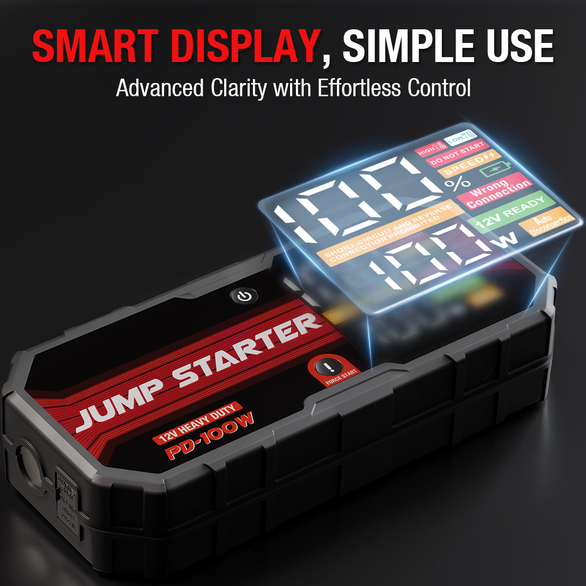 AdoreTrip 12V Car Jump Starter Emergency Battery Booster for 10.0L Gas & 8.0L Diesel Cars｜PD 100W Fast Charging｜LCD Display